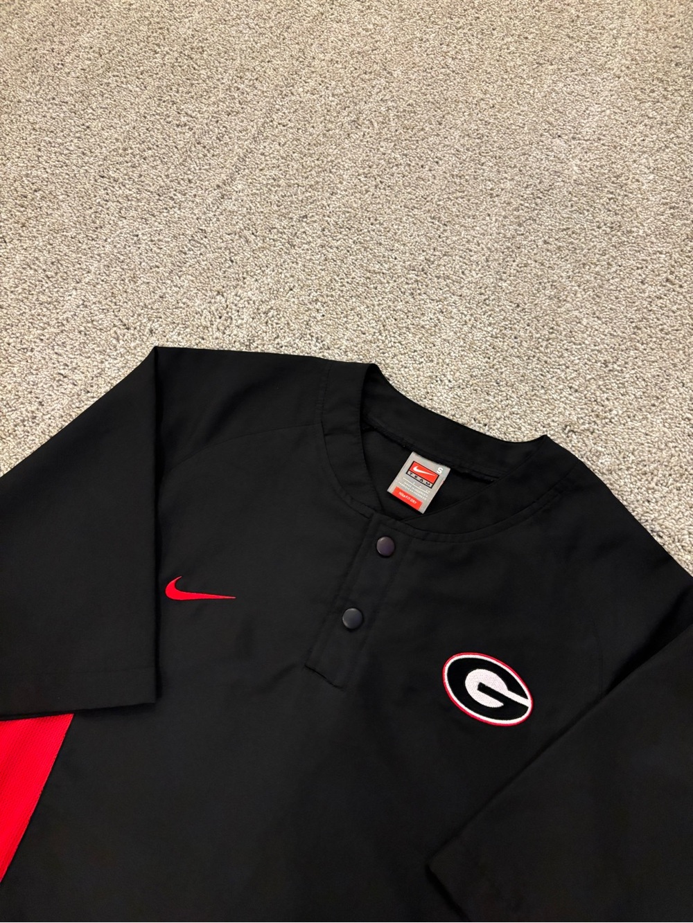Vtg Y2K Nike Fit Dry Georgia Bulldogs Short Sleeve Windbreaker Pullover Mens S